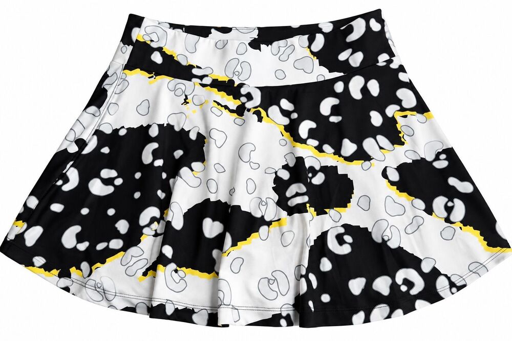 JAMIE SADOCK Geo Printed Pleated Golf Skort White Black Yellow Size Medium